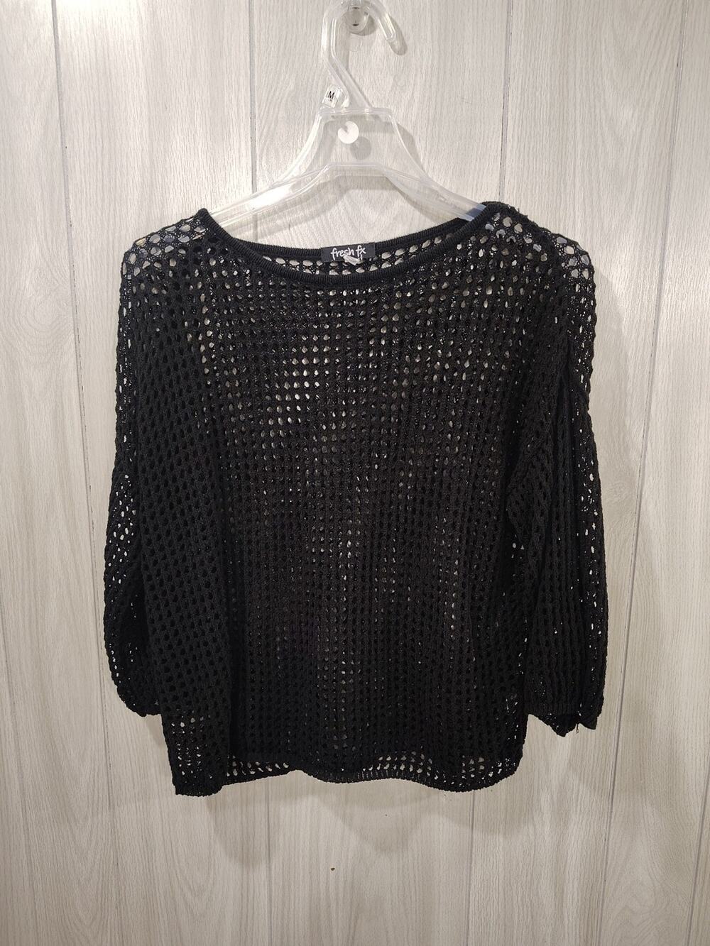 Women's Fresh FX Crochet Beach Cover Up Size M Black Gothic Witchy Festival Y2K